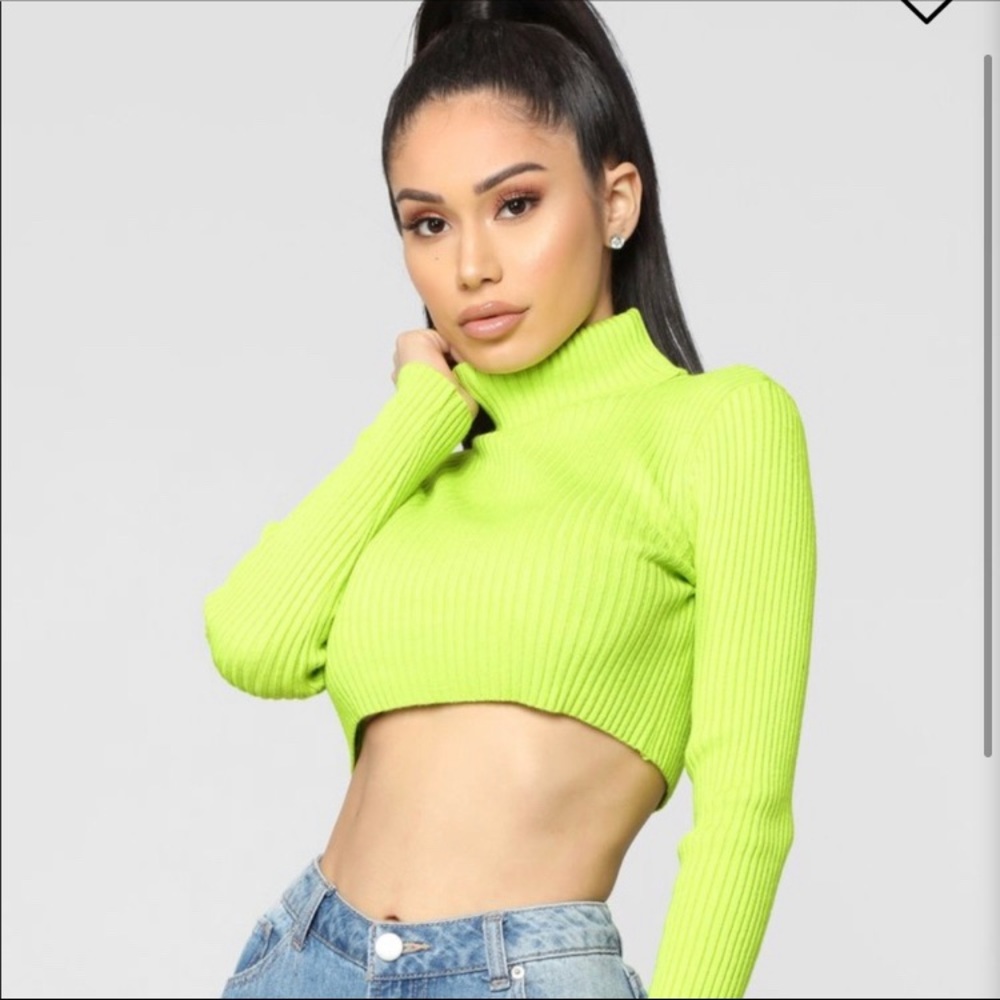 Cropped neon green fashion nova sweater